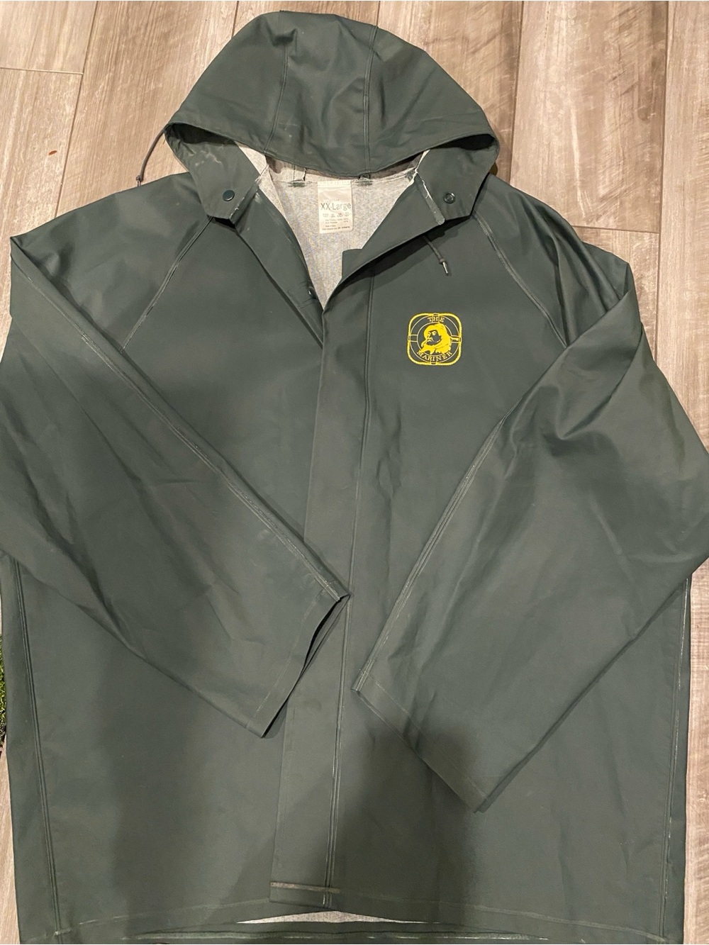 Pro Rainer The Mariner Sea Life Hooded Rain Jacket Green Snap Front Men's XXL